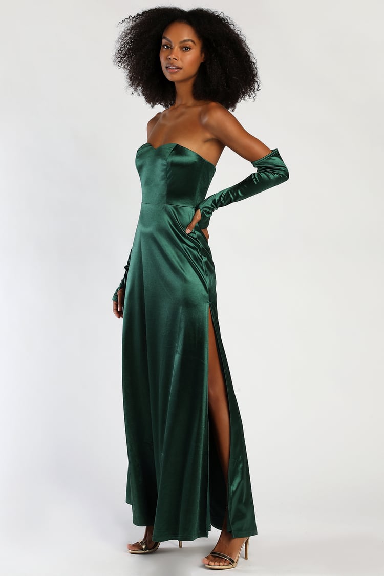 Emerald Green Maxi Dress - Strapless Dress - Dress and Gloves - Lulus