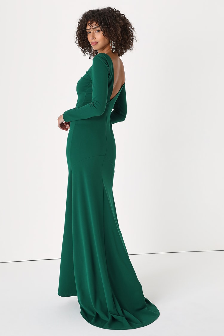 Dark Green Dress - Long Sleeve Maxi Dress - Formal Maxi Dress - Lulus