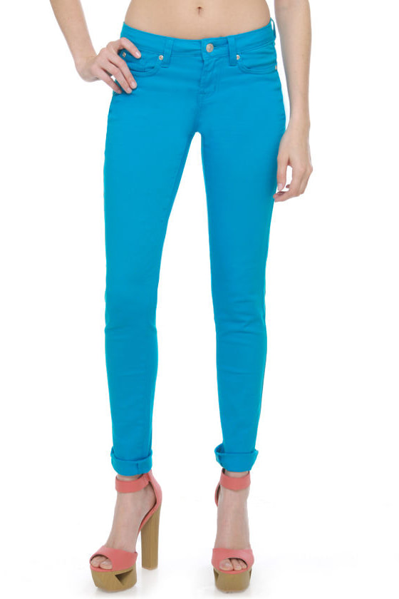 Bright Blue Jeggings - Stretchy Jeggings - Aqua Blue Pants- $42.00 - Lulus