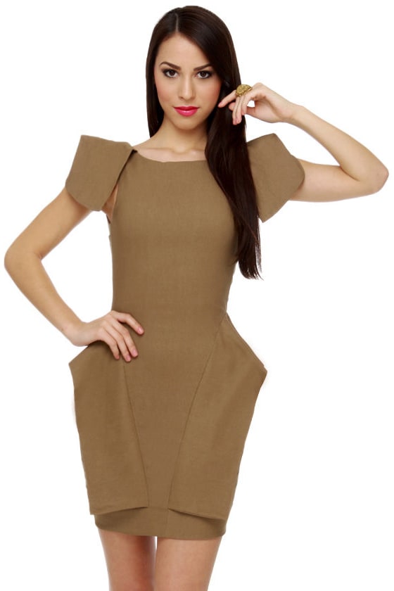 Cute Brown Dress - Peplum Dress - Classy Dress - $70.00 - Lulus