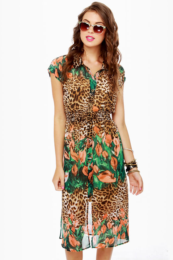 floral and leopard print dress