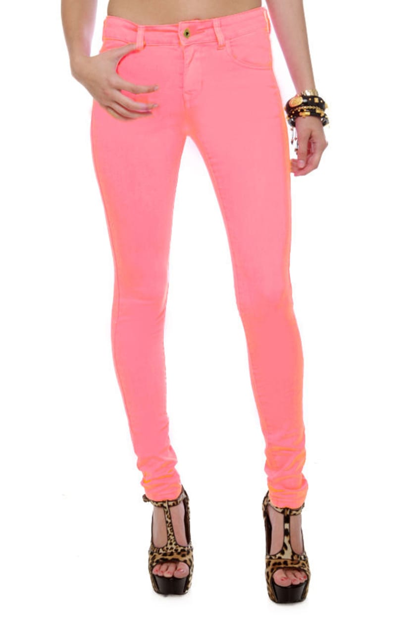 Neon Pink Jeans - Skinny Jeans - Pink Denim - $58.00 - Lulus