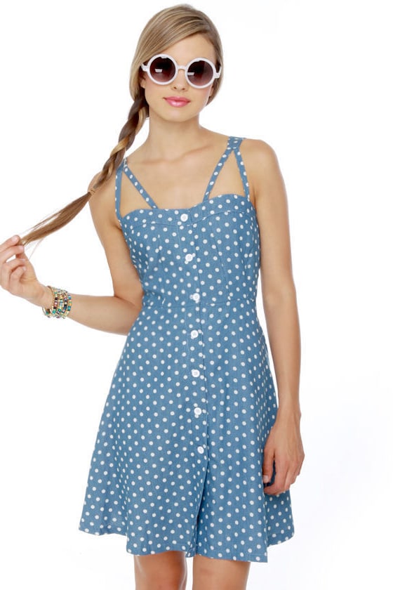 chambray polka dot dress