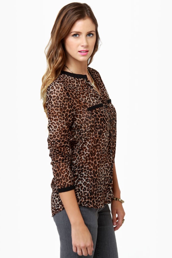 Cool Leopard Print Top - Sheer Top - Button-Up Top - $58.00 - Lulus