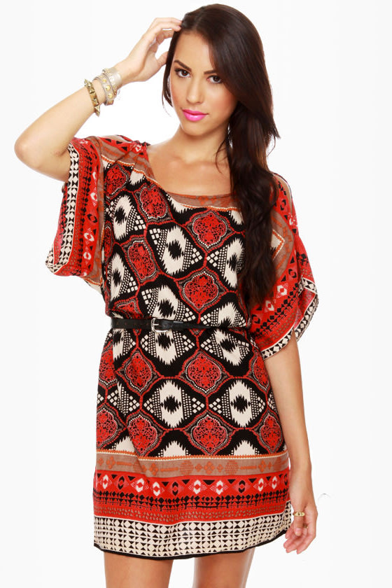 Cute Print Dress - Tribal Print Dress - Short Sleeve Dress - $48.00 - Lulus