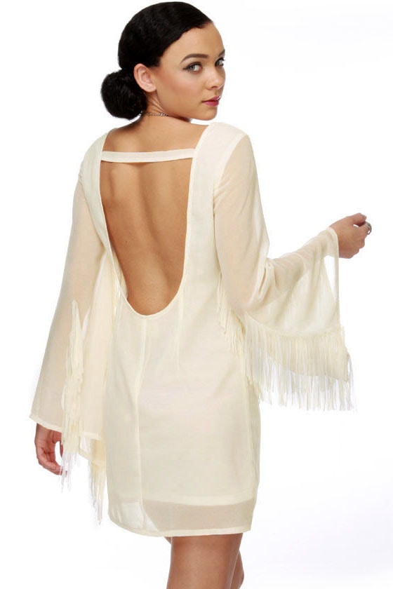 Beautiful Ivory Dress - Fringe Dress - Angel Dress - $46.00 - Lulus