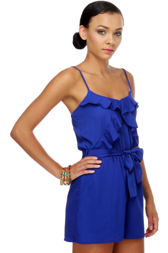 Darling Royal Blue Romper - Ruffle Romper - $38.00