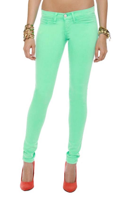 mint green jeggings