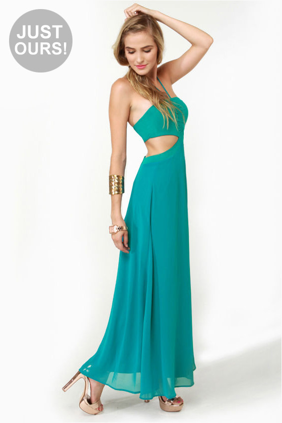 Sexy Teal Dress Maxi Dress Halter Dress 4900 Lulus 5902