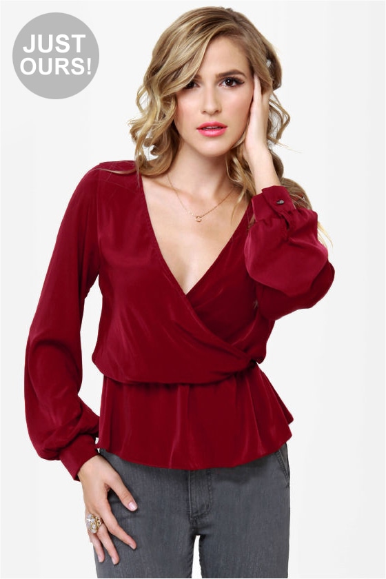 Cute Burgundy Top - Long Sleeve Top - $40.00 - Lulus