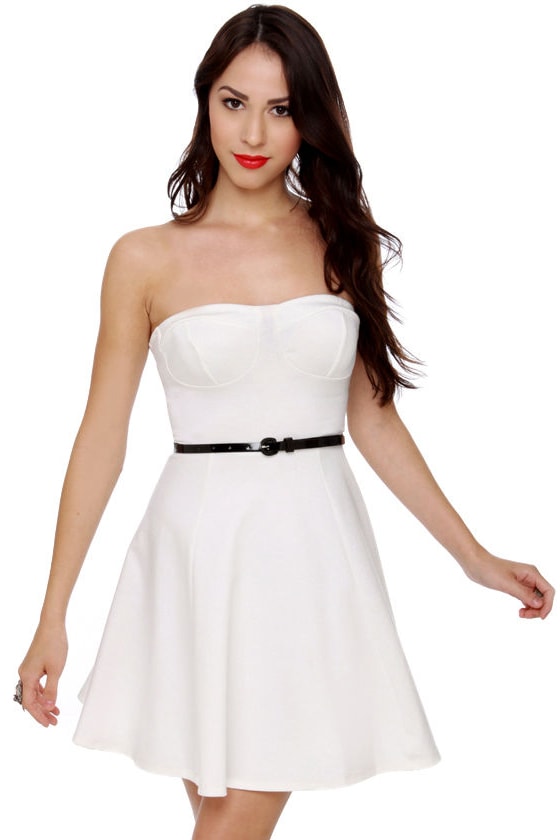 Cute Strapless Dress - Ivory Dress - White Dress - $40.00 - Lulus