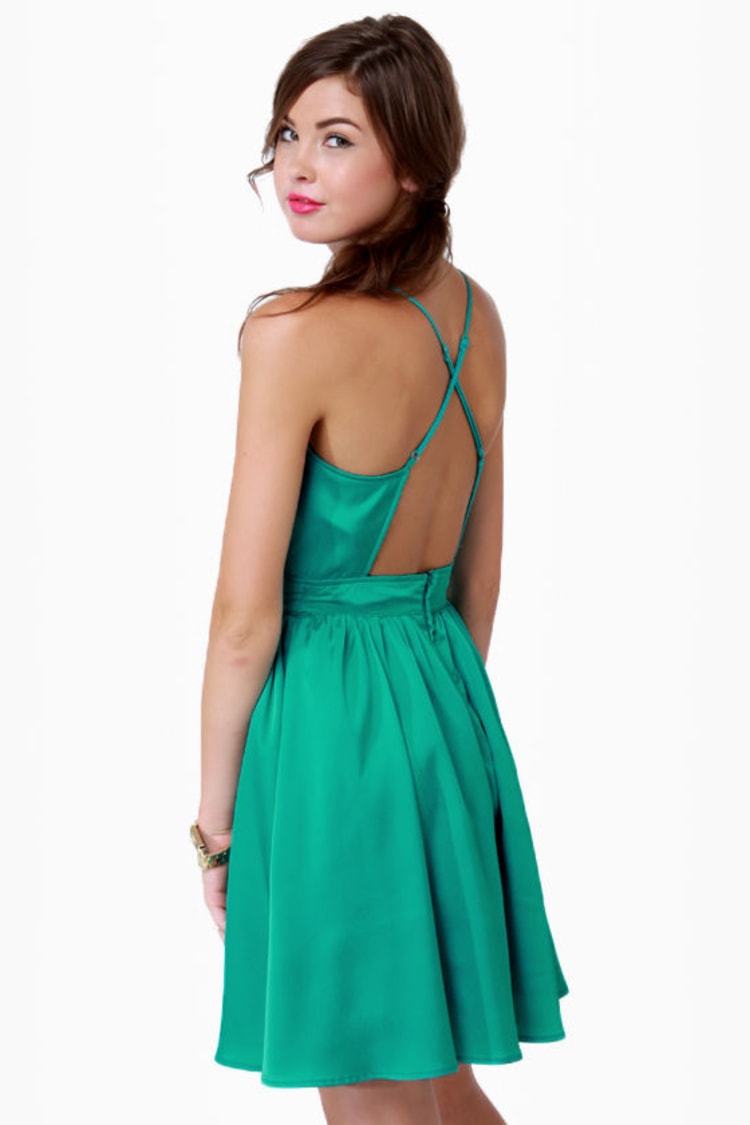 Got It Girlfriend Backless Aqua Dress