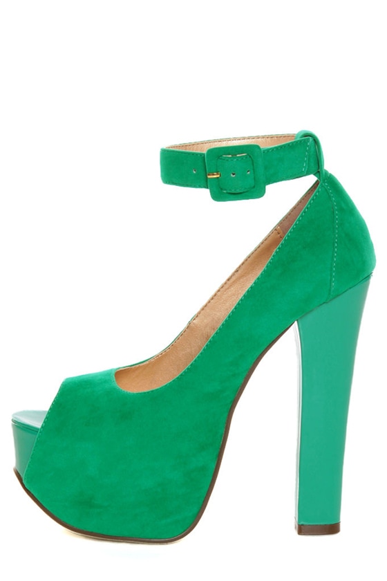 Luichiny More of It Aqua Suede Platform Peep Toe Pumps - $87.00 - Lulus