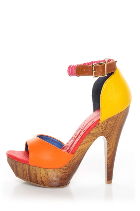 Mona Mia Trinidad Multi Color Block Platform Heels - $46.00 - Lulus