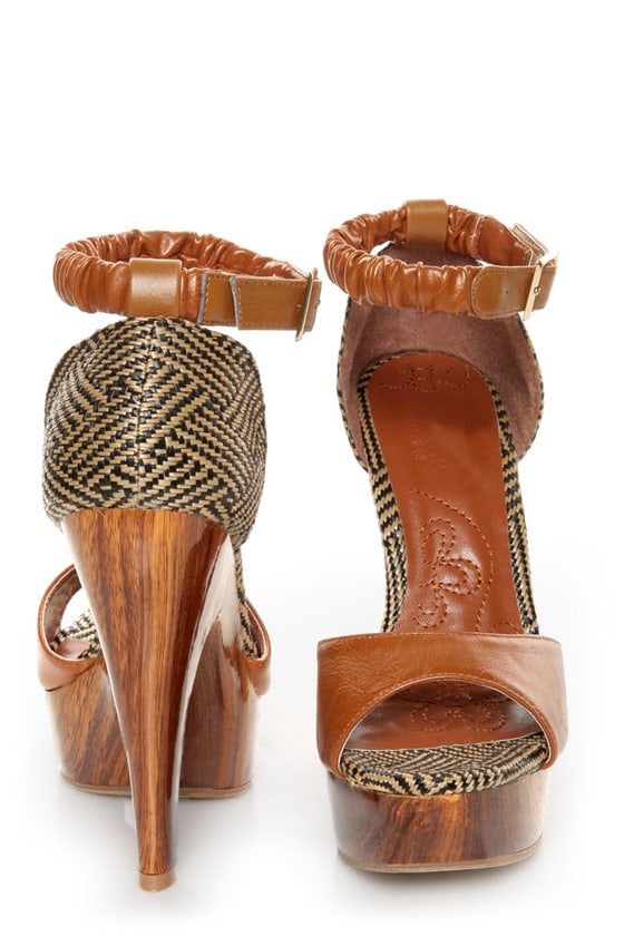 Mona Mia Trinidad Tan Woven Platform Heels - $46.00