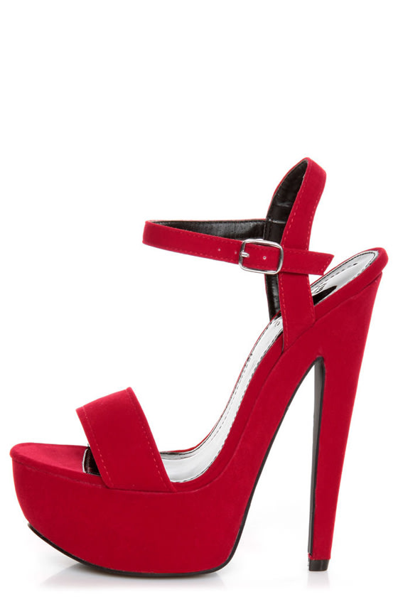 Qupid Brenner 06 Red Velvet Platform Heels - $34.00 - Lulus