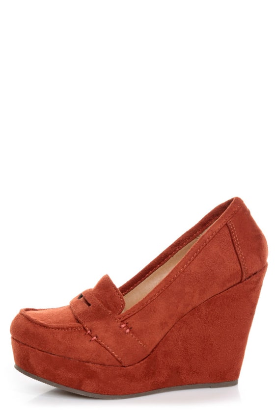 wedge penny loafers