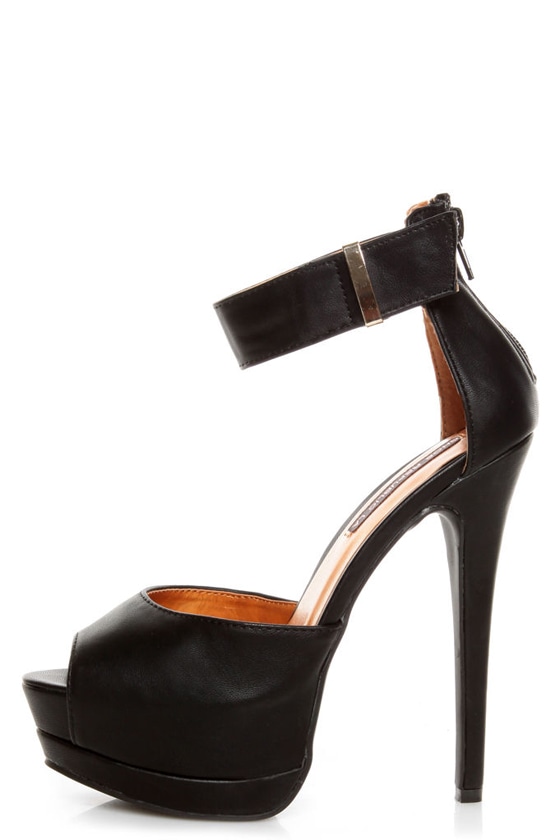 Shoe Republic LA Catarina Black Ankle Strap Platform Heels - $36.00 - Lulus