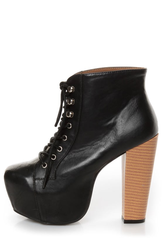 Shoe Republic LA Step Black Lace-Up Platform Ankle Boots - $53.00 - Lulus