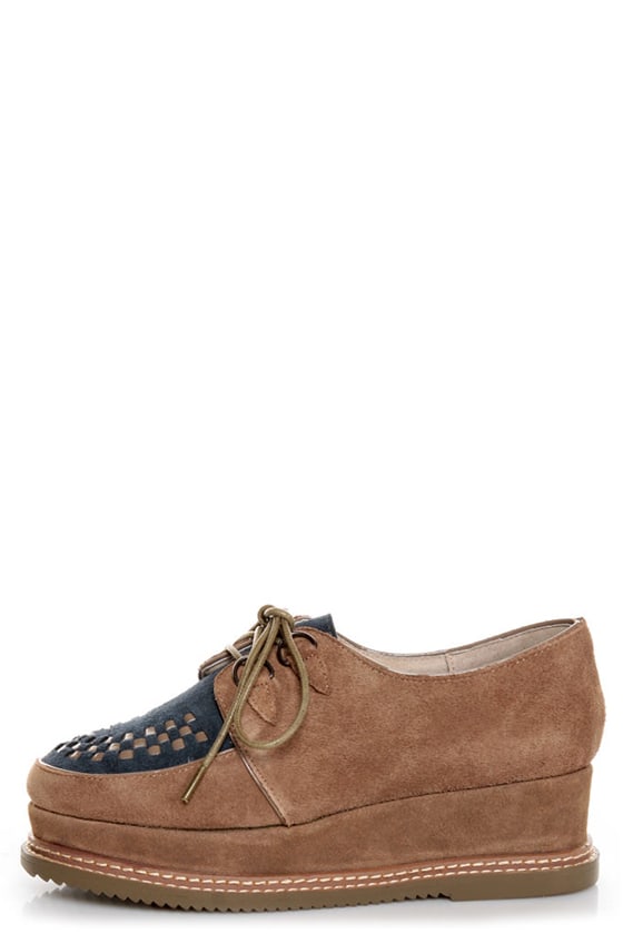 Very Volatile Detour Taupe Suede Lace-Up Creeper Platforms - $99.00 - Lulus