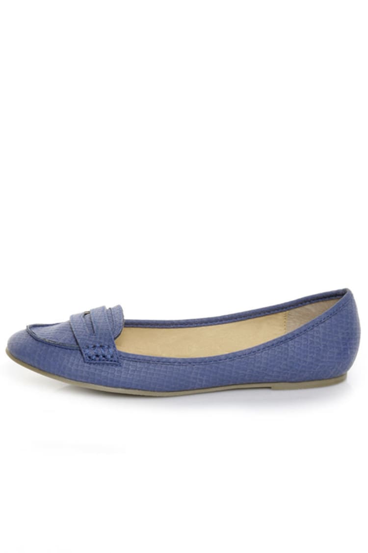 Wanted Rant Blue Snake Penny Loafers - $39.00 - Lulus