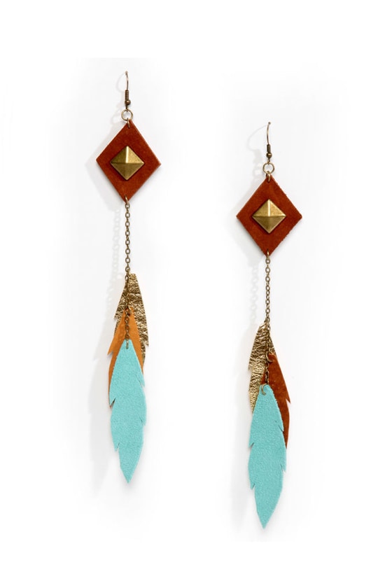 Claire Fong Earrings - Leather Earrings - Feather Earrings - $33.00 - Lulus