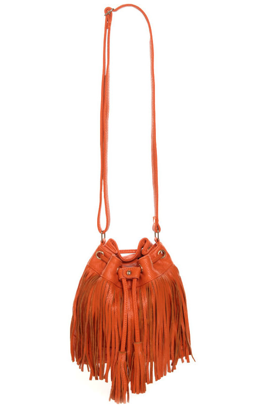 orange fringe bag